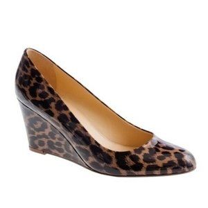 J. Crew Martina Patent Leather Leopard Wedges